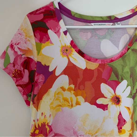 Isaac Mizrahi Live! Floral Scoop Neck Tee - Picture 2 of 5